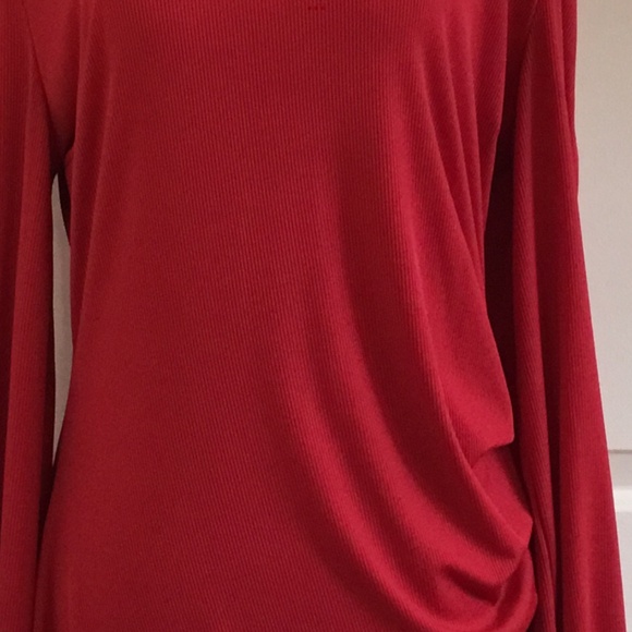 Women's Ribbed Long Puff Sleeve Ruffle Hem Mini Dress - Picture 5 of 5